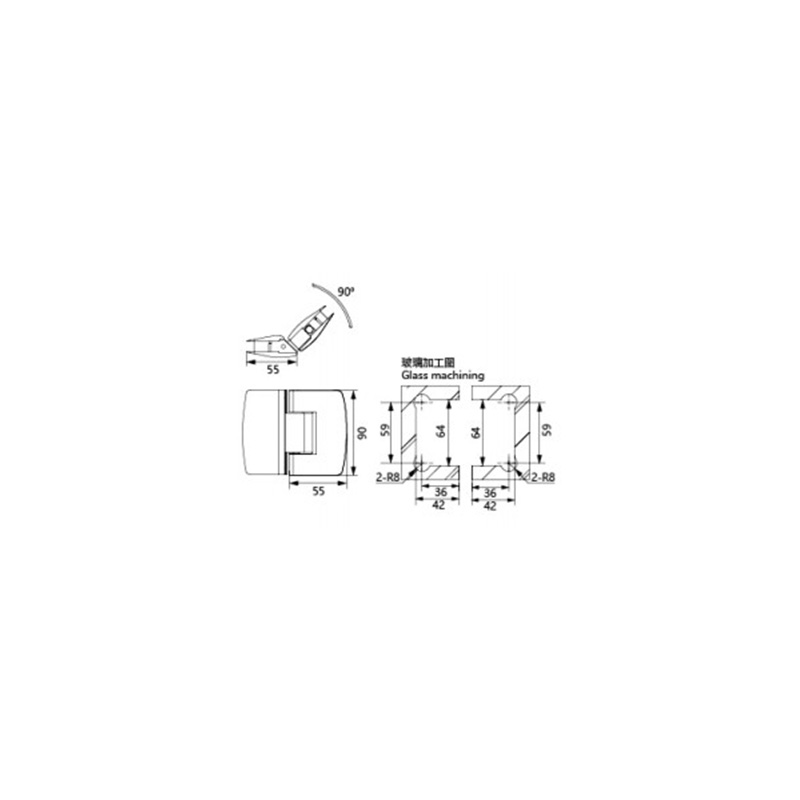 Bisagra de puerta de ducha de vidrio 4249